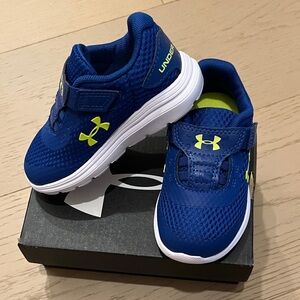 Under Armour Boys' Royal Blue Sneakers with Neon Yellow Accents